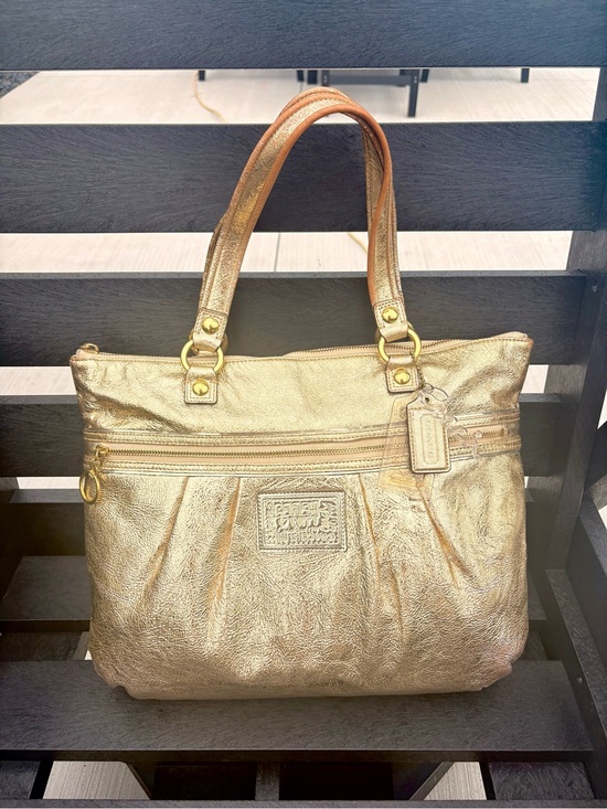 Coach Handbags - Coach Poppy Metallic Gold Leather Tote
